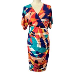 Bold Elements Colorful Vneck Shift Dress Size Medium